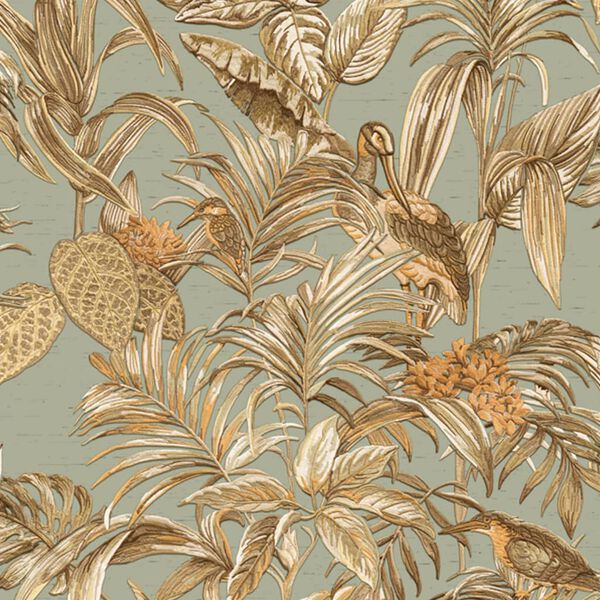 DUTCH WALLCOVERINGS Tapeta Bird-of-Paradise modro-zelená