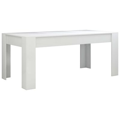 vidaXL Jedálenský stôl, lesklý biely 180x90x76 cm, drevotrieska