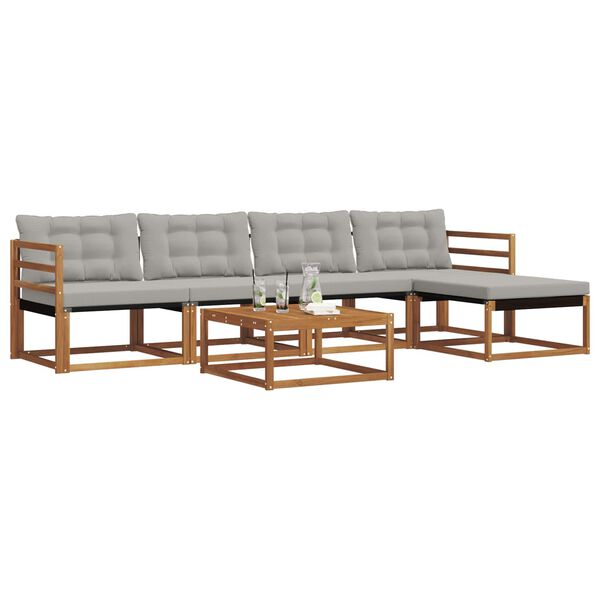 vidaXL Z&aacute;hradn&aacute; s&uacute;prava gaučov s vank&uacute;&scaron;om 6 pcs Pr&iacute;rodn&aacute; a svetlosiv&aacute;