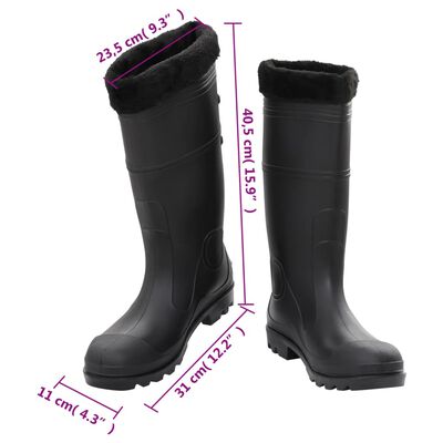 vidaXL Topánky do dažďa s vyberateľnými ponožkami čierne veľk. 45 PVC