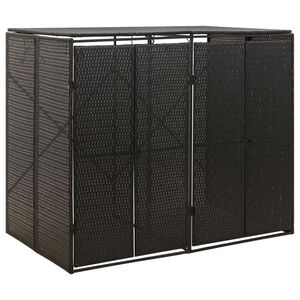 vidaXL Ohrada na dva odpadkov&eacute; ko&scaron;e čierna 140x80x117 cm polyratan