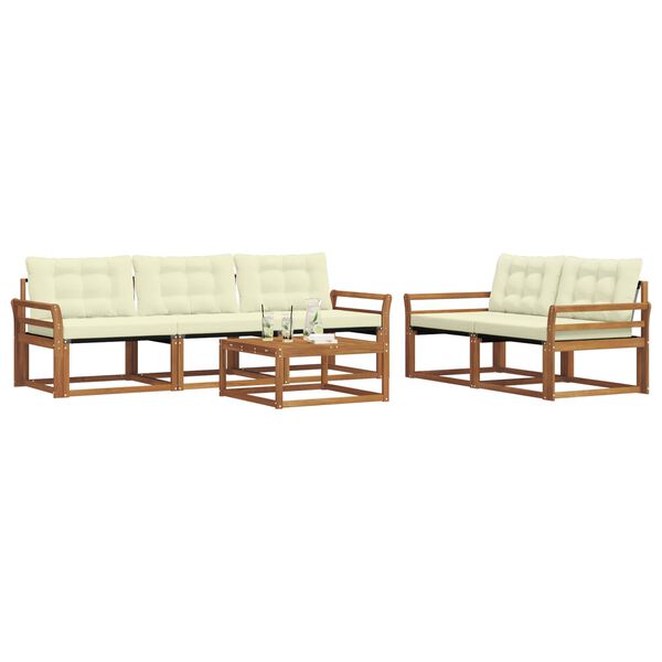 vidaXL Z&aacute;hradn&aacute; s&uacute;prava gaučov s vank&uacute;&scaron;om 6 pcs Pr&iacute;rodn&aacute; a kr&eacute;mov&aacute;