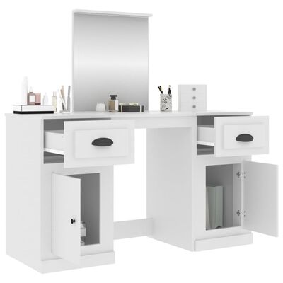 vidaXL Toaletný stolík so zrkadlom biely 130x50x132,5 cm