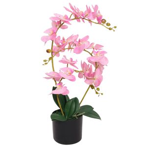 vidaXL Umel&aacute; rastlina, orchidea s kvetin&aacute;čom 65 cm, ružov&aacute;