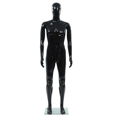 vidaXL Pánska figurína, sklenený podstavec, lesklá čierna 185 cm