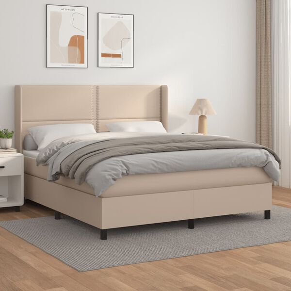 vidaXL Boxspring posteľ s matracom kapučínová 180x200 cm umelá koža