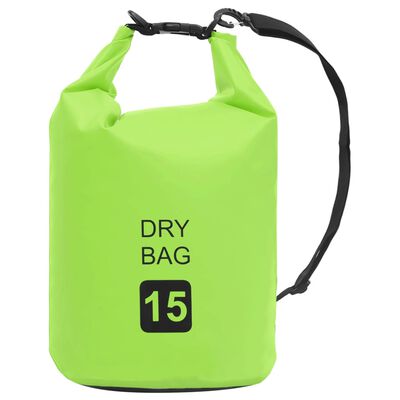 vidaXL Suchá taška zelená 15 l PVC