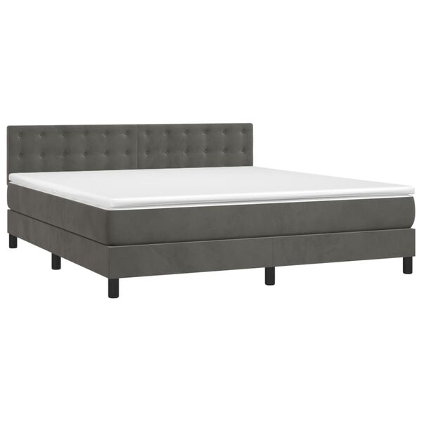 vidaXL Posteľn&yacute; r&aacute;m boxspring s matracom tmavosiv&yacute; 160x200 cm zamat