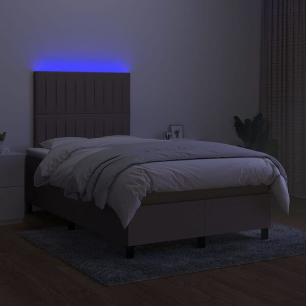 vidaXL Boxspring posteľ s matracom a LED sivohned&aacute; 120x190 cm l&aacute;tka