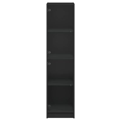 vidaXL Vysoká skrinka so sklenenými dverami čierna 35x37x142 cm
