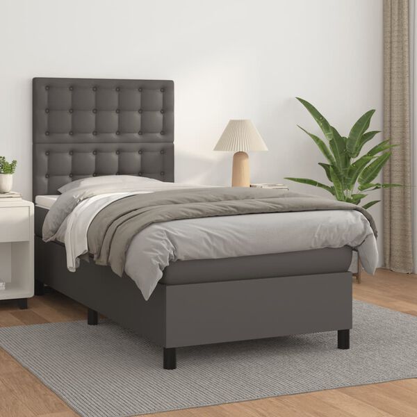 vidaXL Boxspring posteľ s matracom sivá 80x200 cm umelá koža