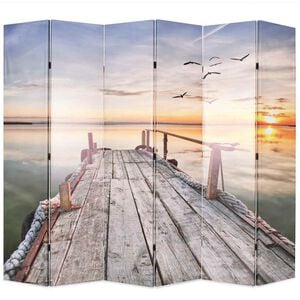 vidaXL Skladac&iacute; parav&aacute;n 228x170 cm, potlač s jazerom