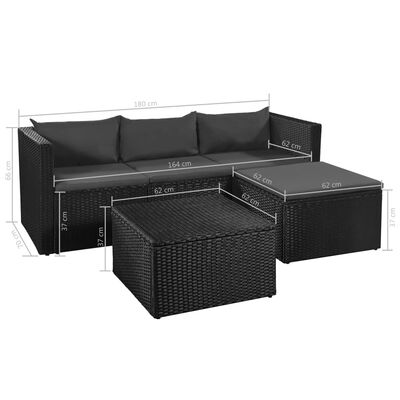vidaXL 3-dielna záhradná sedacia súprava polyratan čierna a sivá