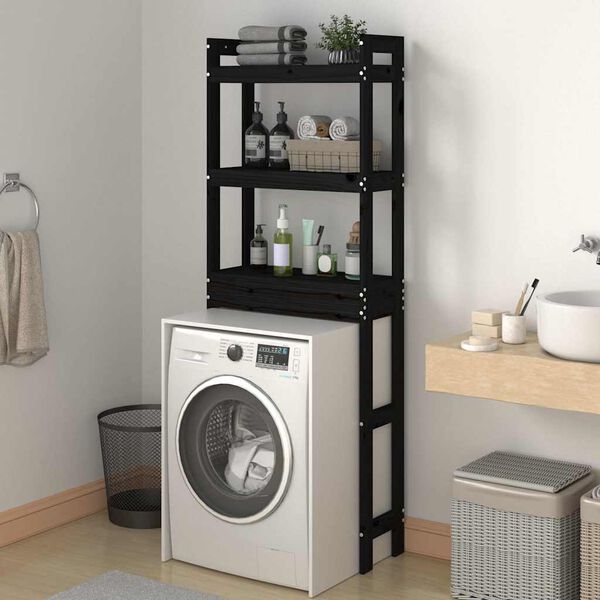 vidaXL Toaletn&yacute; stojan čierny 63x26x171 cm mas&iacute;vna borovica