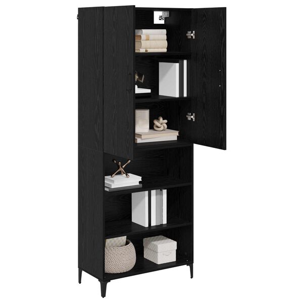 vidaXL Highboard Čierny dub 69,5 x 34 x 180 cm Kompozitn&eacute; drevo