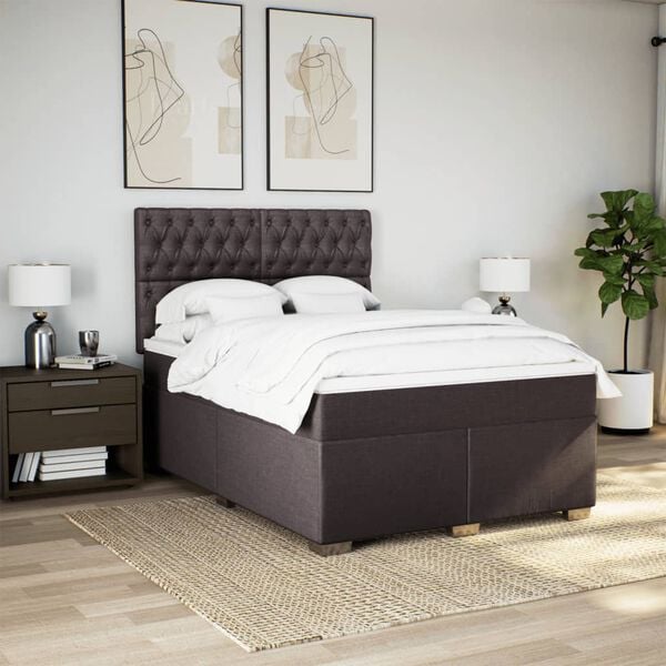 vidaXL Boxspring posteľ s matracom tmavohned&aacute; 140x190 cm l&aacute;tka