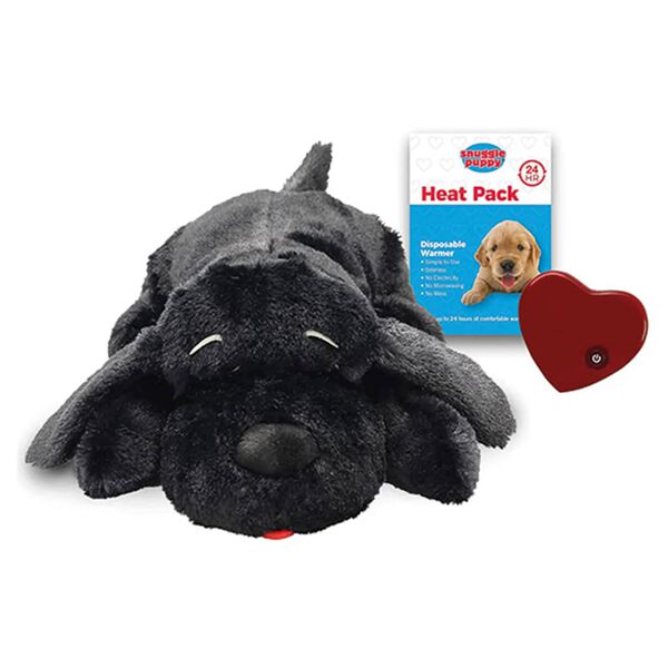 Snuggle Puppy Ply&scaron;ov&aacute; hračka pre psa s tlkotom srdca čierna