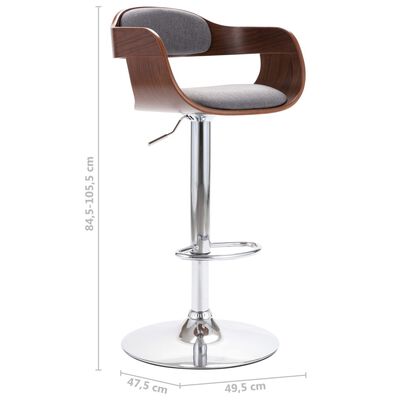 vidaXL Barová stolička, preglejka a sivá látka