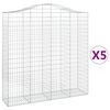 vidaXL Obl&uacute;kov&yacute; gabionov&yacute; k&ocirc;&scaron; 5 ks 200x50x200/220cm pozinkovan&eacute; železo