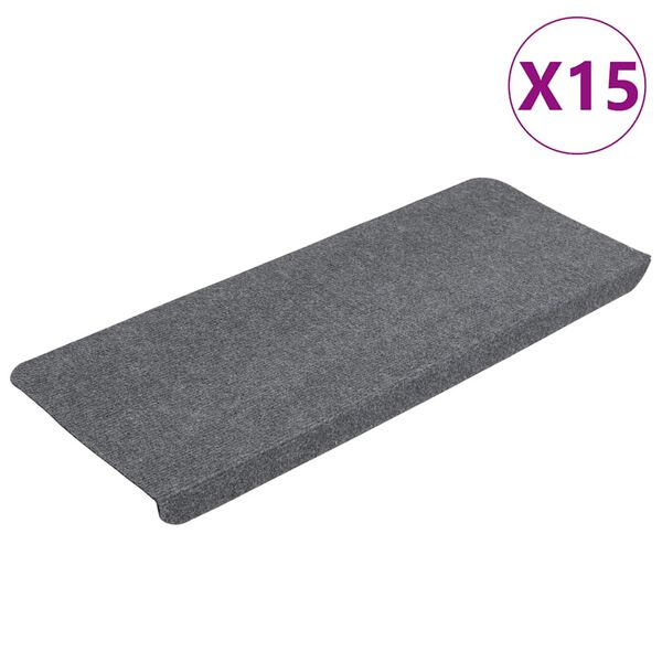 vidaXL Samolepiace nášľapy na schody 15 ks 65x24,5x3,5 cm sivé