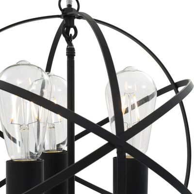 vidaXL Závesná lampa čierna okrúhla 3 x E27 žiarovky