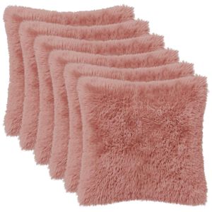 vidaXL Poťah na podložku 6 ks HEERLEN Ružov&aacute; 30 x 30 cm PV fleece