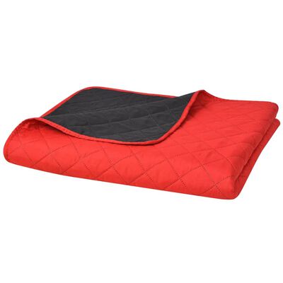 vidaXL Obojstranná posteľná prikrývka, červená a čierna, 170 x 210 cm