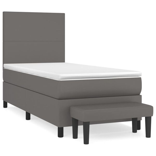 vidaXL Boxspring posteľ s matracom siv&aacute; 90x200 cm umel&aacute; koža