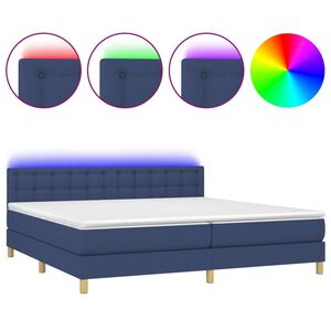 vidaXL Posteľ boxsping s matracom a LED modr&aacute; 200x200 cm l&aacute;tka