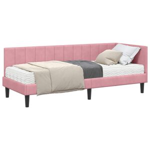 vidaXL Rohov&yacute; r&aacute;m postele s matracom 2 ks Ružov&aacute; 80 x 200 cm Zamat