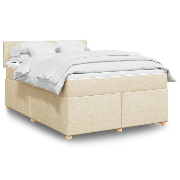 vidaXL Posteľn&yacute; r&aacute;m boxspring s matracom kr&eacute;mov&yacute; 160x200 cm l&aacute;tka