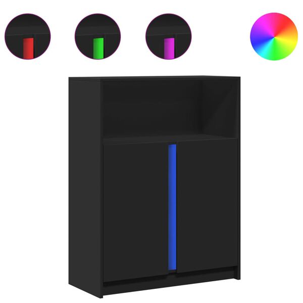 vidaXL Komoda s LED čierna 77x34x100 cm kompozitné drevo