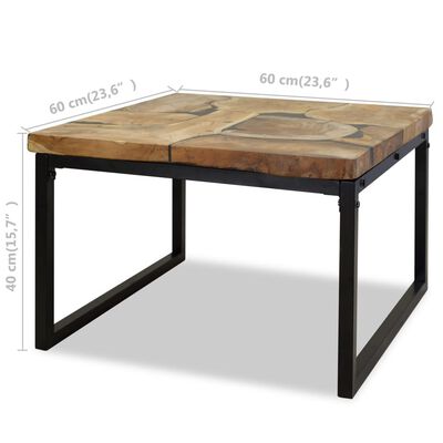 vidaXL Konferenčný stolík, teakové drevo a živica 60x60x40 cm
