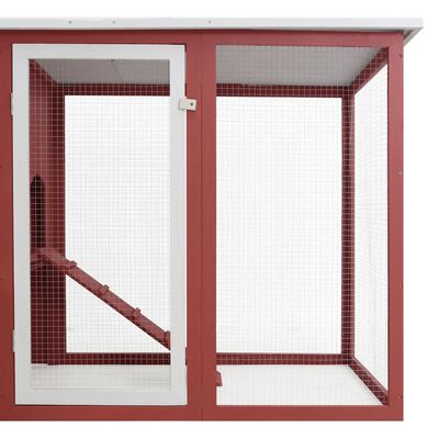 vidaXL Vonkajšia klietka/domček pre sliepky s 1 hniezdom,červená,drevo