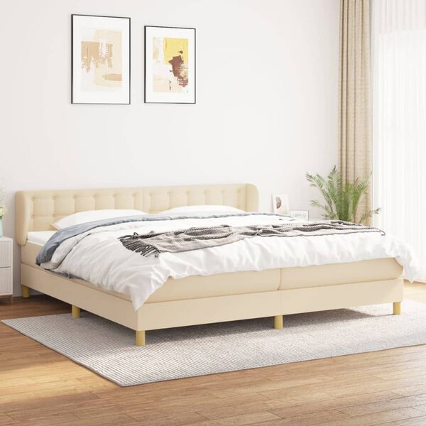 vidaXL Boxspring posteľ s matracom kr&eacute;mov&aacute; 200x200 cm l&aacute;tka