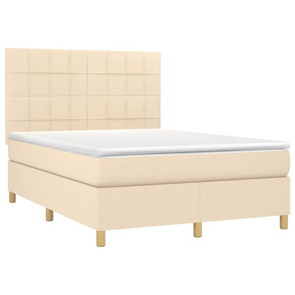 vidaXL Posteľn&yacute; r&aacute;m boxspring s matracom kr&eacute;mov&yacute; 140x200 cm l&aacute;tka
