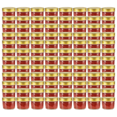 vidaXL Sklenené zaváracie poháre so zlatými viečkami 96 ks 110 ml