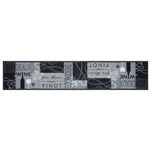 vidaXL Kuchynsk&yacute; koberec, prateľn&yacute;, V&iacute;no, siv&yacute; 60x300 cm, zamat