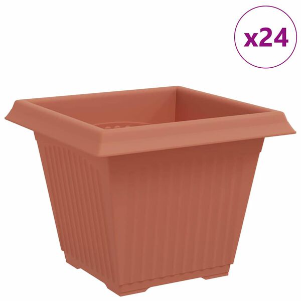 vidaXL &Scaron;tvorcov&yacute; črepn&iacute;k na kvety 24 pcs Tehlovo červen&aacute; Plast