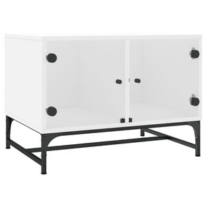 vidaXL Konferenčn&yacute; stol&iacute;k so sklenen&yacute;mi dvierkami biely 68,5x50x50 cm