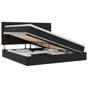 vidaXL Postel s &uacute;ložn&yacute;m prostorem a matrac&iacute; Čierna 200 x 200 cm Zamat