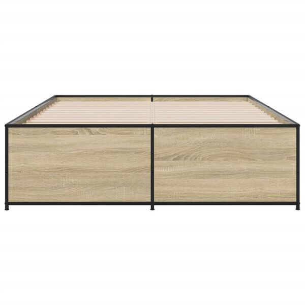 vidaXL Posteľný rám dub sonoma 140x190 cm kompozitné drevo a kov
