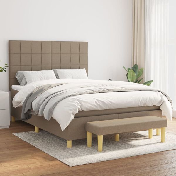 vidaXL Posteľn&yacute; r&aacute;m boxspring s matracom sivohned 140x200 cm l&aacute;tka