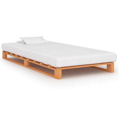 vidaXL Paletový posteľný rám, hnedý, borovicový masív 90x200 cm