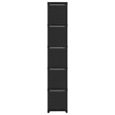 vidaXL Polica s boxmi, 15 kociek, čierna 103x30x175,5 cm, látka