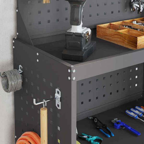 vidaXL Kovový vozík na náradie s poličkou Čierna 65 x 35 x 111 cm