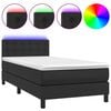 vidaXL Boxspring posteľ s matracom a LED čierna 80x200 cm umel&aacute; koža