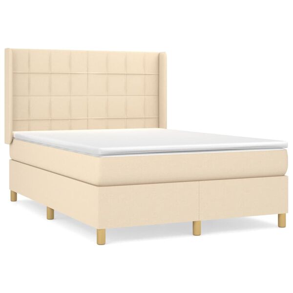 vidaXL Posteľn&yacute; r&aacute;m boxspring s matracom kr&eacute;mov&yacute; 140x200 cm l&aacute;tka