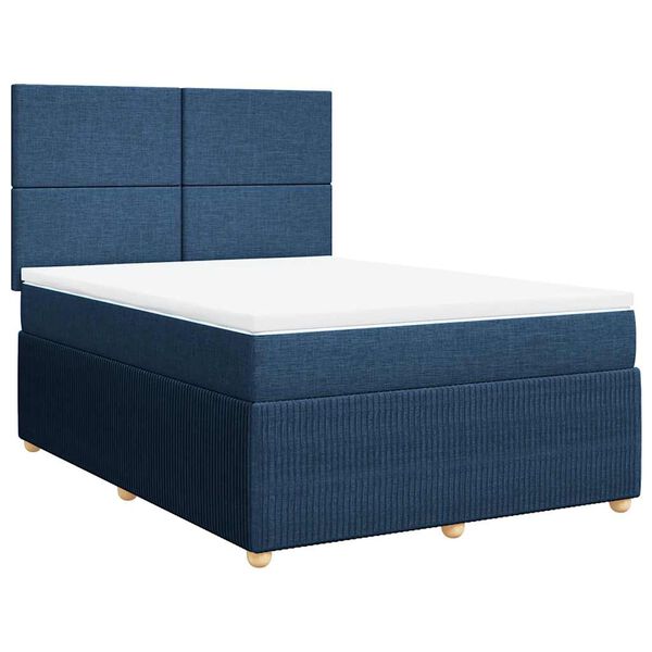 vidaXL Posteľn&yacute; r&aacute;m boxspring s matracom modr&yacute; 140x200 cm l&aacute;tka