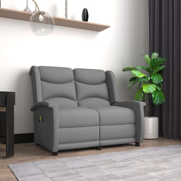 vidaXL 2-miestne sklápacie masážne kreslo, svetlosivé, mikrovlákno